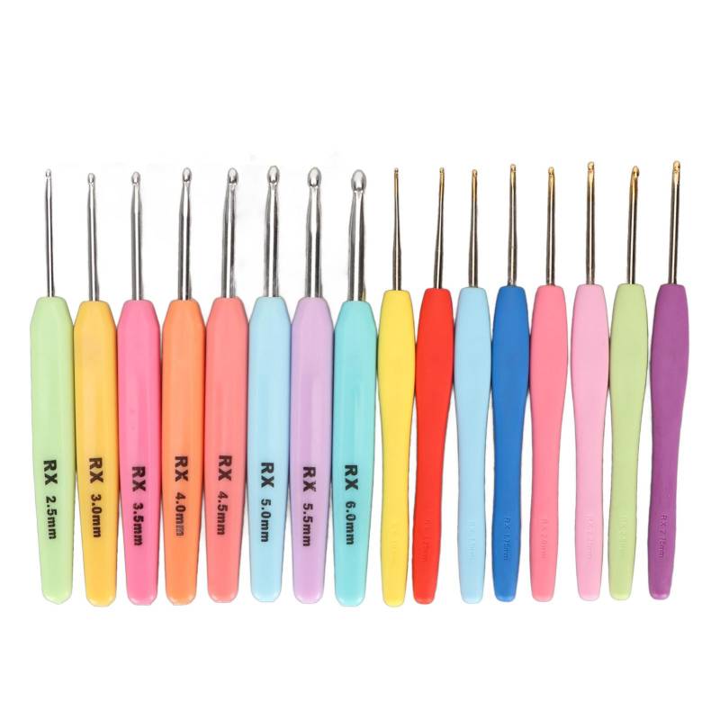 16 Stück Häkelnadeln Set Ergonomische Handarbeit Schleifhäkelnadeln mit Etui DIY Handstricken Kunst von Joom DACH