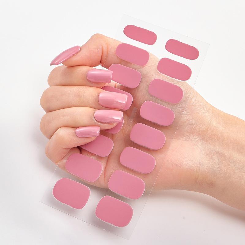 16 Tipps Transparente, halbgehärtete Gel-Nagelpflasterstreifen Reine Farbe UV/LED-Backlampe Gel-Nagellack-Wraps Volldeckender Gel-Aufkleber CS008 von Joom DACH