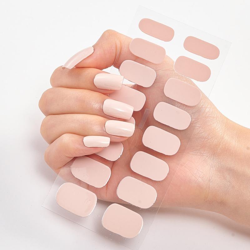 16 Tipps Transparente, halbgehärtete Gel-Nagelpflasterstreifen Reine Farbe UV/LED-Backlampe Gel-Nagellack-Wraps Volldeckender Gel-Aufkleber CS009 von Joom DACH