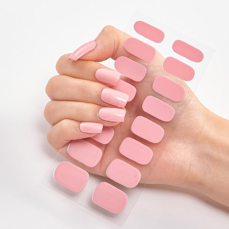 16 Tipps Transparente, halbgehärtete Gel-Nagelpflasterstreifen Reine Farbe UV/LED-Backlampe Gel-Nagellack-Wraps Volldeckender Gel-Aufkleber CS013 von Joom DACH