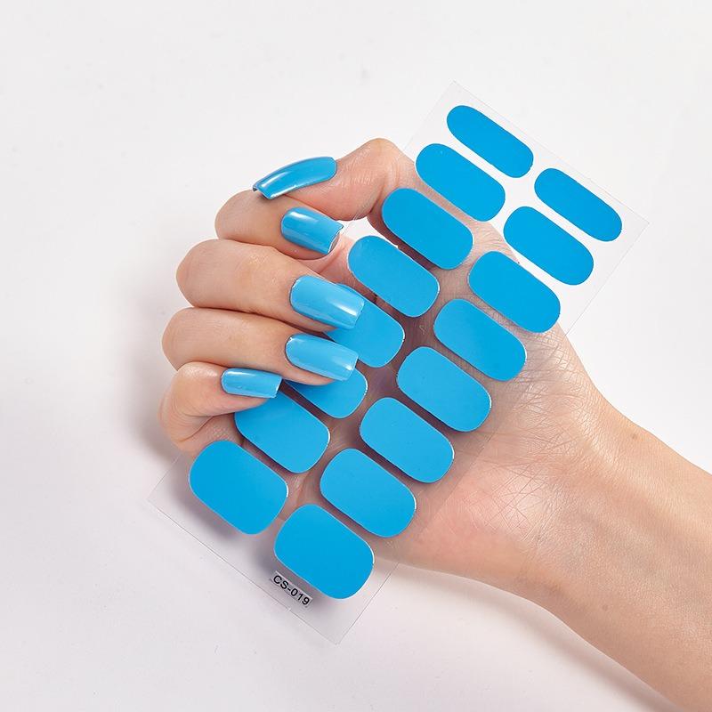 16 Tipps Transparente, halbgehärtete Gel-Nagelpflasterstreifen Reine Farbe UV/LED-Backlampe Gel-Nagellack-Wraps Volldeckender Gel-Aufkleber CS019 von Joom DACH