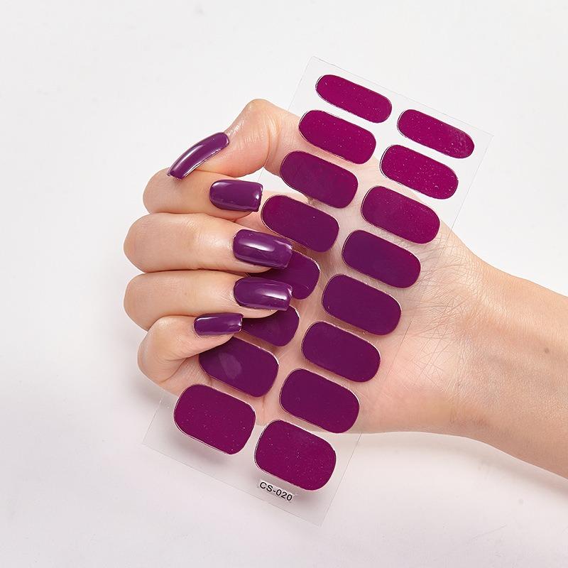 16 Tipps Transparente, halbgehärtete Gel-Nagelpflasterstreifen Reine Farbe UV/LED-Backlampe Gel-Nagellack-Wraps Volldeckender Gel-Aufkleber CS020 von Joom DACH