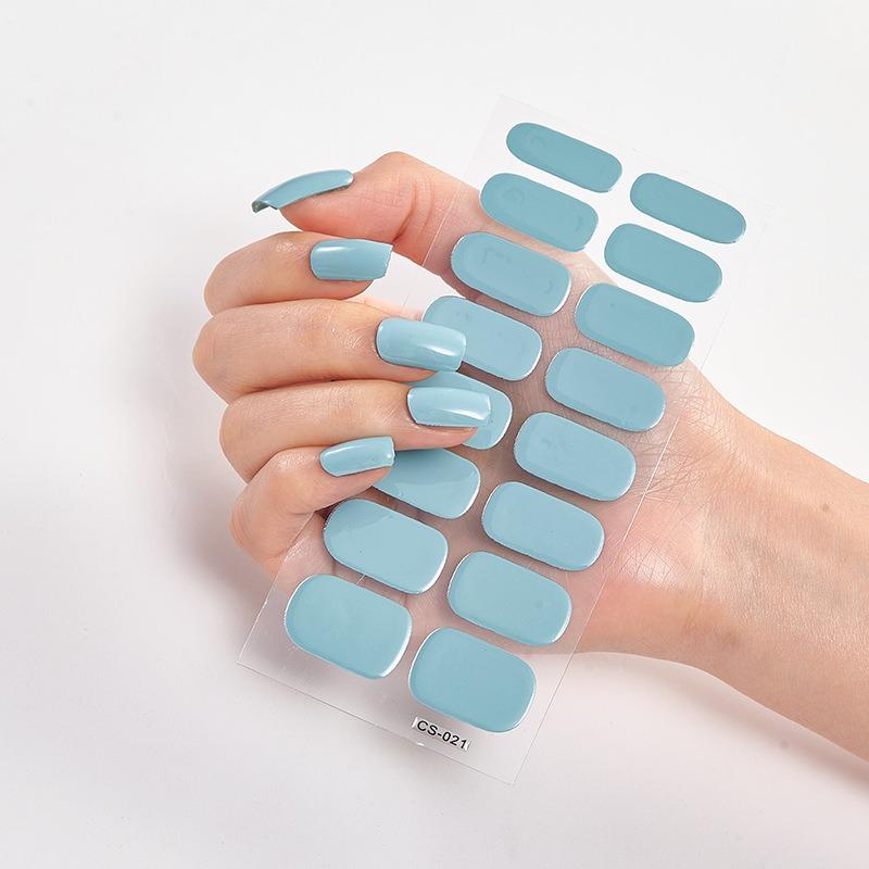 16 Tipps Transparente, halbgehärtete Gel-Nagelpflasterstreifen Reine Farbe UV/LED-Backlampe Gel-Nagellack-Wraps Volldeckender Gel-Aufkleber CS021 von Joom DACH