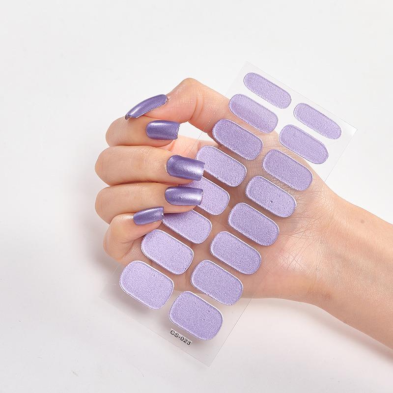 16 Tipps Transparente, halbgehärtete Gel-Nagelpflasterstreifen Reine Farbe UV/LED-Backlampe Gel-Nagellack-Wraps Volldeckender Gel-Aufkleber CS023 von Joom DACH