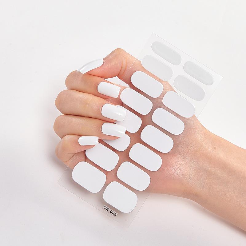 16 Tipps Transparente, halbgehärtete Gel-Nagelpflasterstreifen Reine Farbe UV/LED-Backlampe Gel-Nagellack-Wraps Volldeckender Gel-Aufkleber CS025 von Joom DACH