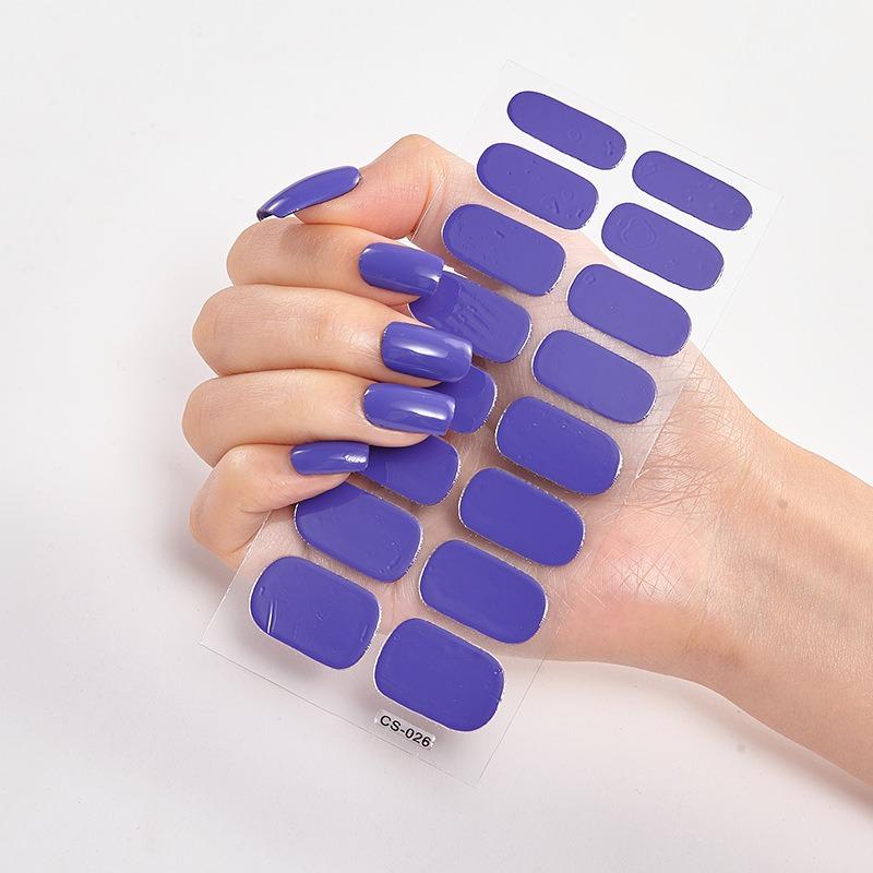 16 Tipps Transparente, halbgehärtete Gel-Nagelpflasterstreifen Reine Farbe UV/LED-Backlampe Gel-Nagellack-Wraps Volldeckender Gel-Aufkleber CS026 von Joom DACH