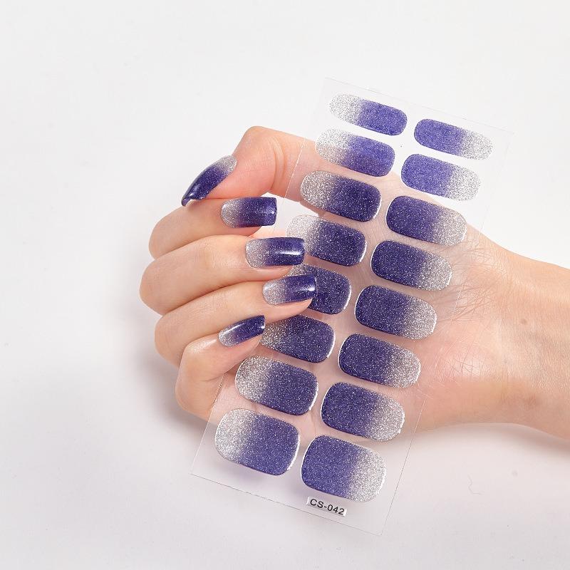 16 Tipps Transparente, halbgehärtete Gel-Nagelpflasterstreifen Reine Farbe UV/LED-Backlampe Gel-Nagellack-Wraps Volldeckender Gel-Aufkleber CS042 von Joom DACH