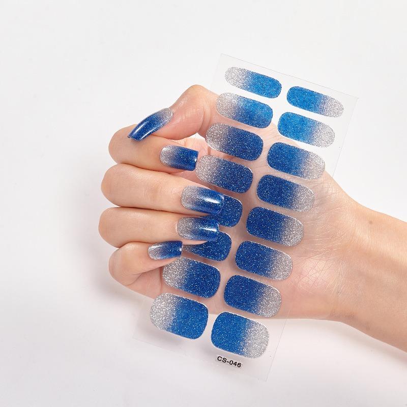 16 Tipps Transparente, halbgehärtete Gel-Nagelpflasterstreifen Reine Farbe UV/LED-Backlampe Gel-Nagellack-Wraps Volldeckender Gel-Aufkleber CS046 von Joom DACH