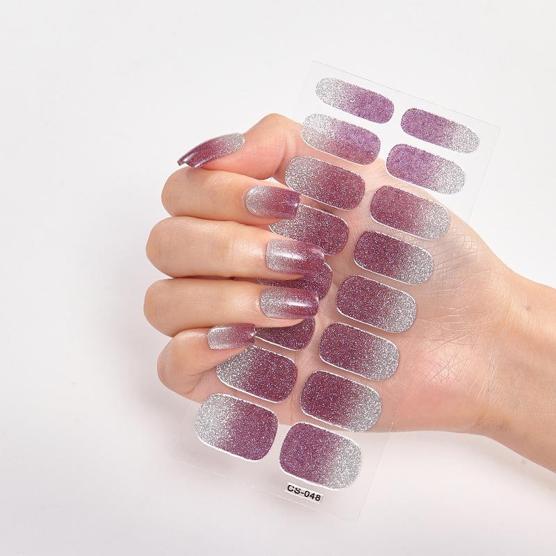 16 Tipps Transparente, halbgehärtete Gel-Nagelpflasterstreifen Reine Farbe UV/LED-Backlampe Gel-Nagellack-Wraps Volldeckender Gel-Aufkleber CS048 von Joom DACH