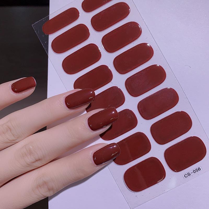 16 Tipps Transparente, halbgehärtete Gel-Nagelpflasterstreifen Reine Farbe UV/LED-Backlampe Gel-Nagellack-Wraps Volldeckender Gel-Aufkleber CS056 von Joom DACH