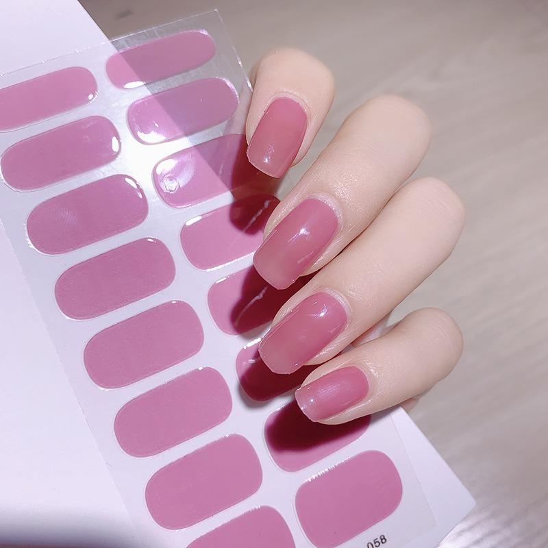 16 Tipps Transparente, halbgehärtete Gel-Nagelpflasterstreifen Reine Farbe UV/LED-Backlampe Gel-Nagellack-Wraps Volldeckender Gel-Aufkleber CS058 von Joom DACH