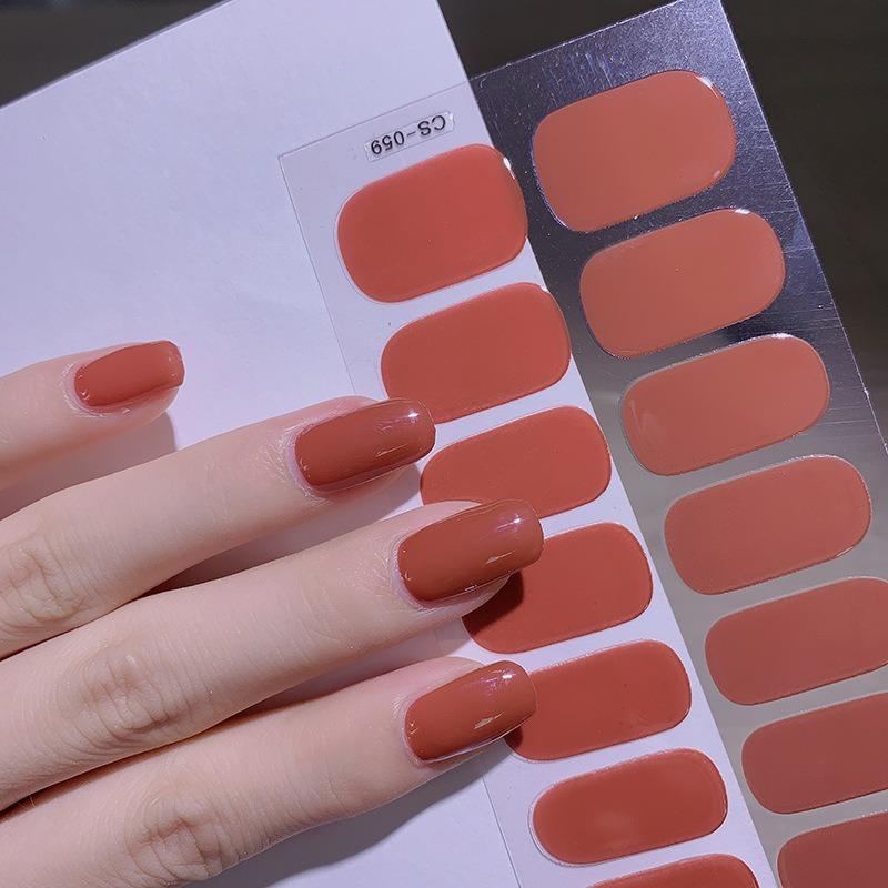 16 Tipps Transparente, halbgehärtete Gel-Nagelpflasterstreifen Reine Farbe UV/LED-Backlampe Gel-Nagellack-Wraps Volldeckender Gel-Aufkleber CS059 von Joom DACH