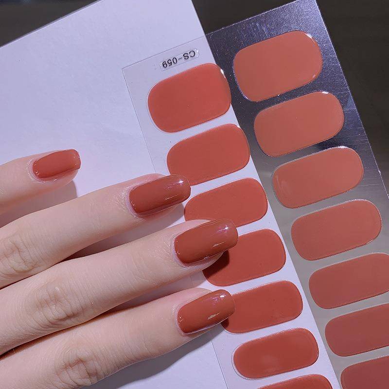 16 Tipps Transparente, halbgehärtete Gel-Nagelpflasterstreifen Reine Farbe UV/LED-Backlampe Gel-Nagellack-Wraps Volldeckender Gel-Aufkleber CS059 von Joom DACH