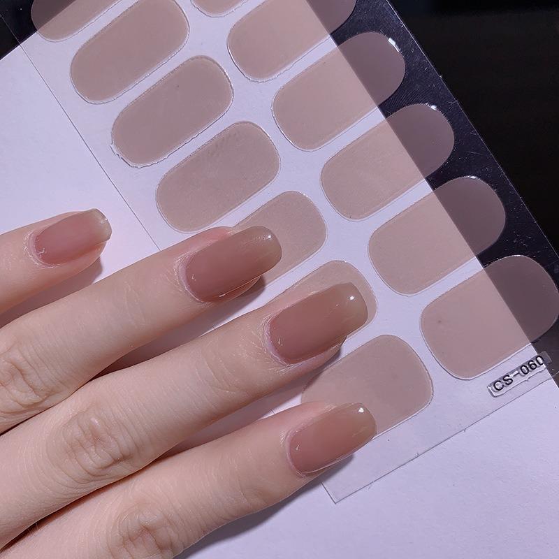 16 Tipps Transparente, halbgehärtete Gel-Nagelpflasterstreifen Reine Farbe UV/LED-Backlampe Gel-Nagellack-Wraps Volldeckender Gel-Aufkleber CS060 von Joom DACH
