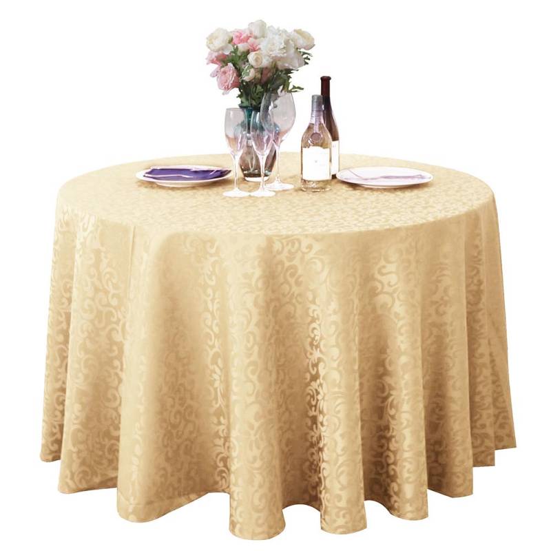 160 cm runde Tischdecke für Bankett, Hochzeit, Party, Schreibtisch, Esstisch, Dekoration gelb/beige von Joom DACH