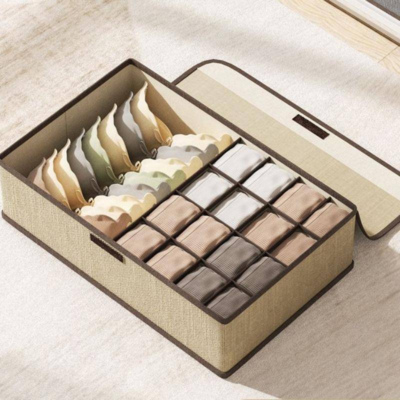 17 Gitter Baumwolle Leinen Unterwäsche Aufbewahrungsbox Haushalt Schlafsaal Socken HöschenDrei-in-eins Schubladenteiler Organizer 17grids【44cm*29*12.5】 gelb von Joom DACH