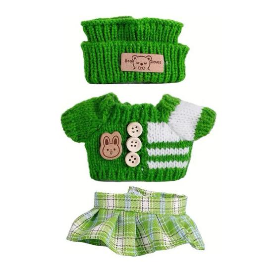 17cm Puppenkleidung 3-teiliges Hut-Pullover-Hosen-Set Handgemachte Baby-Puppen-Outfits Stilvolle Entzückende Accessoires für Puppensammler grün von Joom DACH