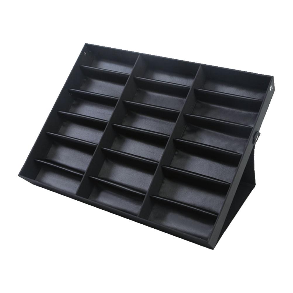 18 Fächer PU Leder Brillen Glas Ausstellungs Aufbewahrungskoffer Faltbarer Deckel Sonnenbrillen Box Organizer schwarz von Joom DACH