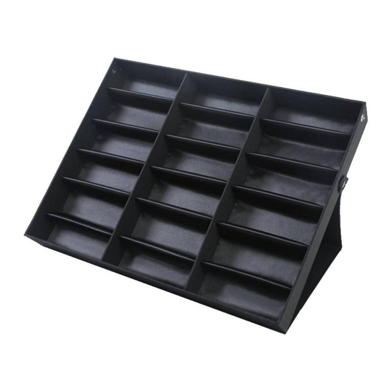 18 Fächer PU Leder Brillen Glas Ausstellungs Aufbewahrungskoffer Faltbarer Deckel Sonnenbrillen Box Organizer schwarz von Joom DACH
