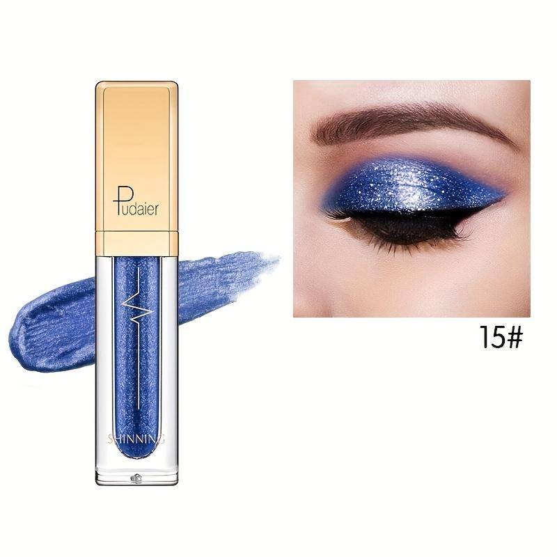 18 Farben Mikro Glitzer Lidschatten flüssig, Ziegelstein Perlglanz Lidschatten flüssig wasserfestes Make-up Smokey Make-up langanhaltender Lidschatten 15 von Joom DACH