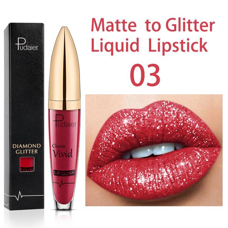 18 Farben glänzender Lipgloss für Frauen, langanhaltend, matt, glitzernd, flüssiger Lippenstift, diamantglänzender Lipgloss, wasserfestes Lippen-Make-up 03 von Joom DACH