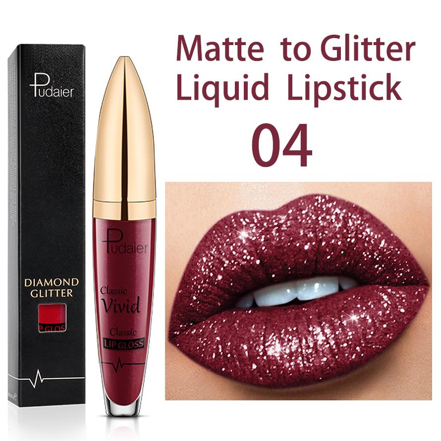 18 Farben glänzender Lipgloss für Frauen, langanhaltend, matt, glitzernd, flüssiger Lippenstift, diamantglänzender Lipgloss, wasserfestes Lippen-Make-up 04 von Joom DACH