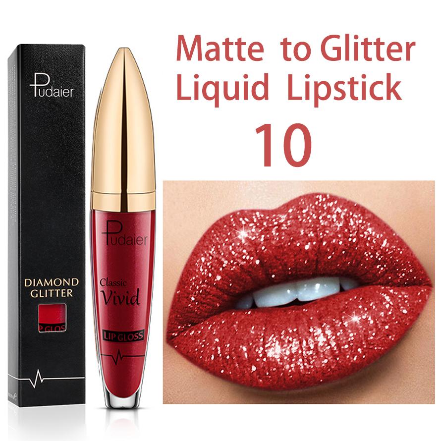 18 Farben glänzender Lipgloss für Frauen, langanhaltend, matt, glitzernd, flüssiger Lippenstift, diamantglänzender Lipgloss, wasserfestes Lippen-Make-up 10 von Joom DACH