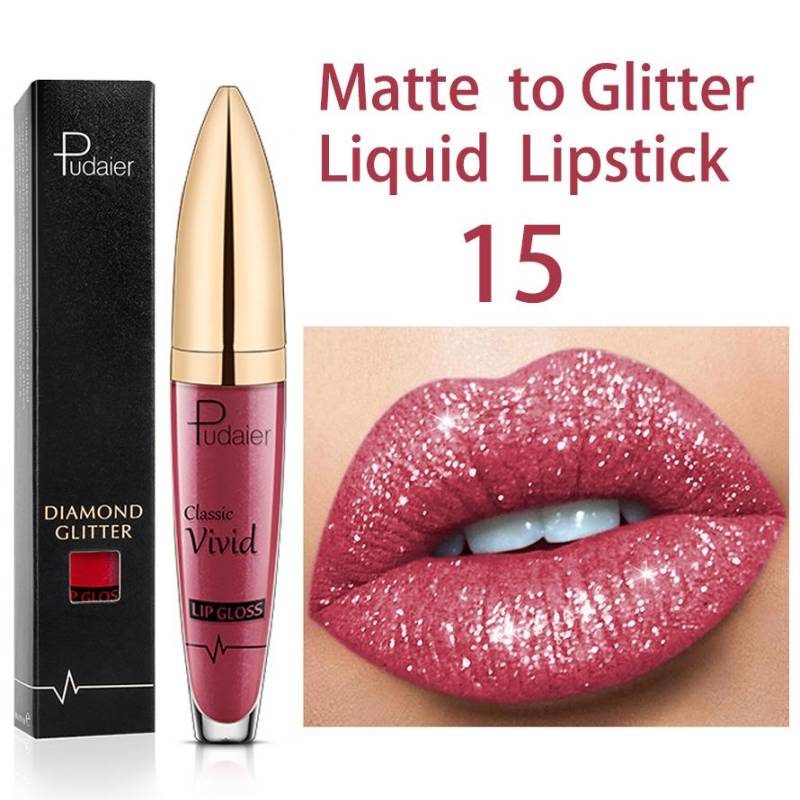 18 Farben glänzender Lipgloss für Frauen, langanhaltend, matt, glitzernd, flüssiger Lippenstift, diamantglänzender Lipgloss, wasserfestes Lippen-Make-up 15 von Joom DACH