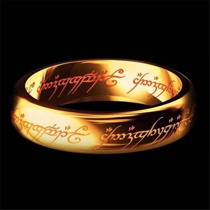 18 Karat Gold Die Ringe Edelstahl Schmuck Vintage-Stil Mode Buchstaben Beschichtung Herren Damen Der Herr der Ringe Geschenke für Accessoires 7 gold von Joom DACH
