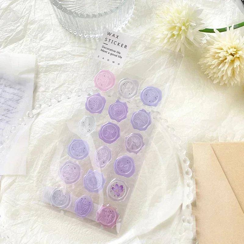 18 stücke Vintage Wachs Siegel Stempel Aufkleber DIY Scrapbooking Journal Planer Dekoration Koreanische Schreibwaren Kawaii Umschlag Versiegelung Tags violett von Joom DACH