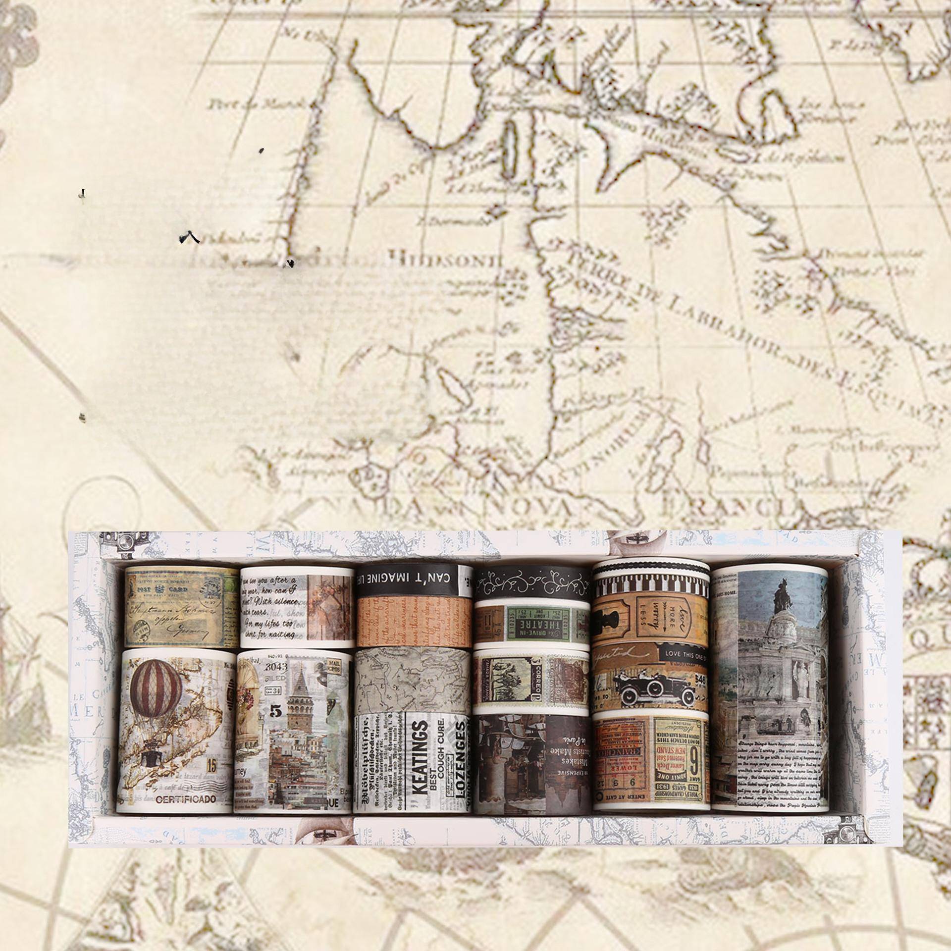 18-teiliges Retro-Washi-Tapes-Set für Scrapbooking, Washi-Tape-Set, Vintage-Cinta Adhesiva Decorativa, Journaling-Materialien, Masking Tape von Joom DACH