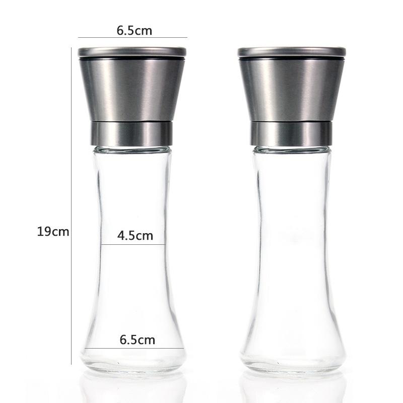 180/200ML Edelstahl Glas Pfeffermühle Manuelle Salz Pfeffermühle Küchenhelfer Gewürzflasche Mühle Haushaltswerkzeug von Joom DACH