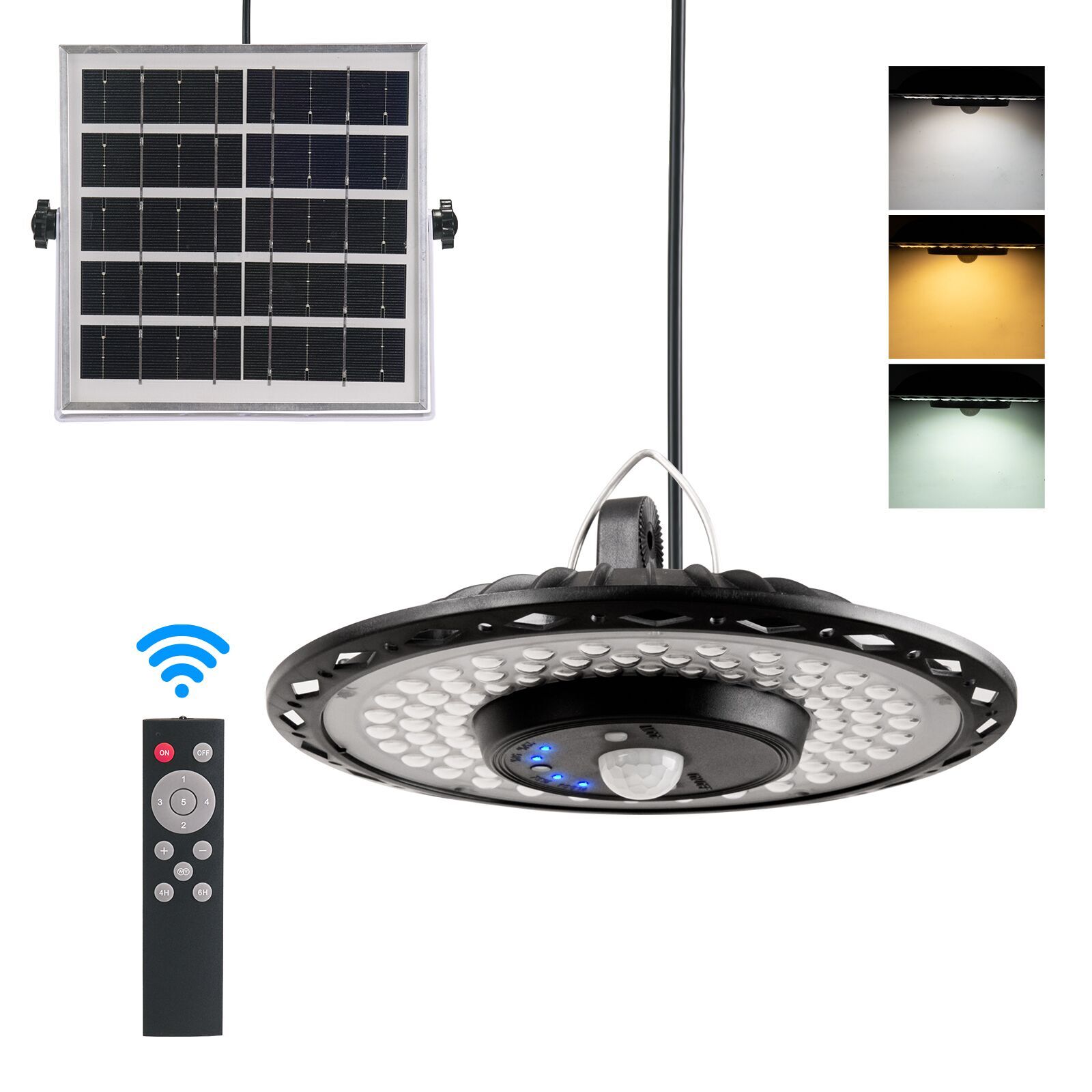 180LEDs Solarbetriebene Pendelleuchte Wandleuchte Garagenlicht Bewegungsmelder Licht Outdoor Wasserdicht 1 Pack schwarz von Joom DACH