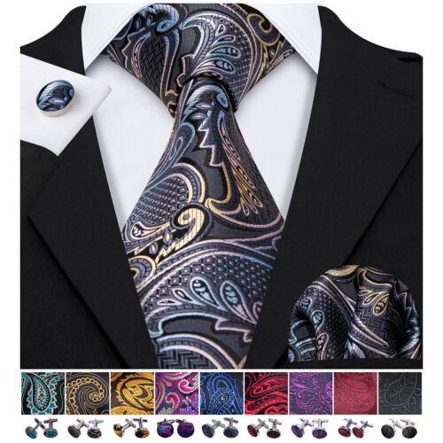 198 Farben Herren Seidenkrawatte Schwarz Blau Rot Krawatte Einstecktuch Manschettenknöpfe Hochzeit 3-teiliges Set N-0454 von Joom DACH