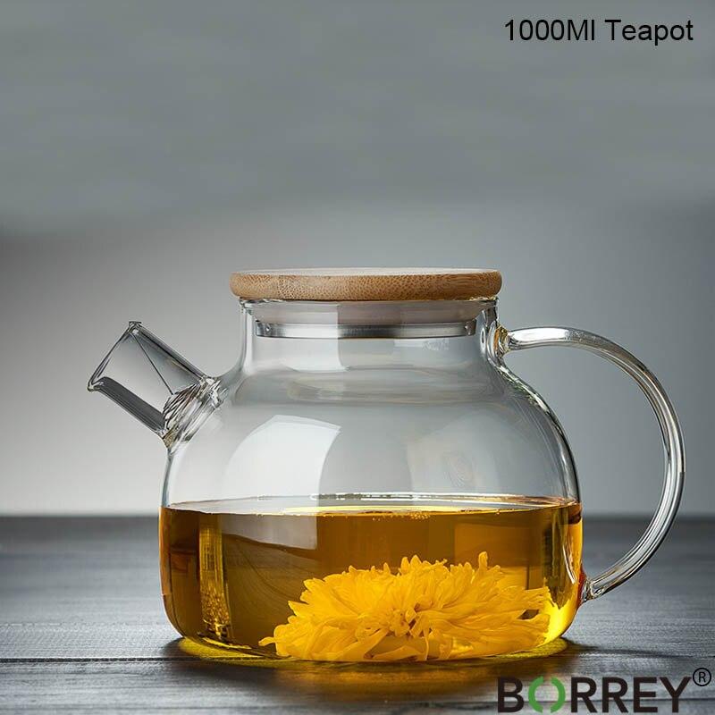 1L Glas Teekanne Hitzebeständige Blume Teekanne Wasserkocher Große Klare Fruchtsaftbehälter Keramik Haushaltstrinkgeschirr 1000Ml Teapot(1pc) von Joom DACH