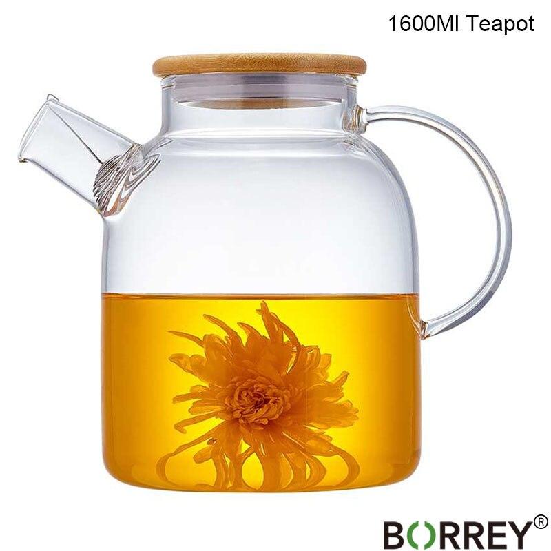 1L Glas Teekanne Hitzebeständige Blume Teekanne Wasserkocher Große Klare Fruchtsaftbehälter Keramik Haushaltstrinkgeschirr 1600Ml Teapot(1pc) von Joom DACH