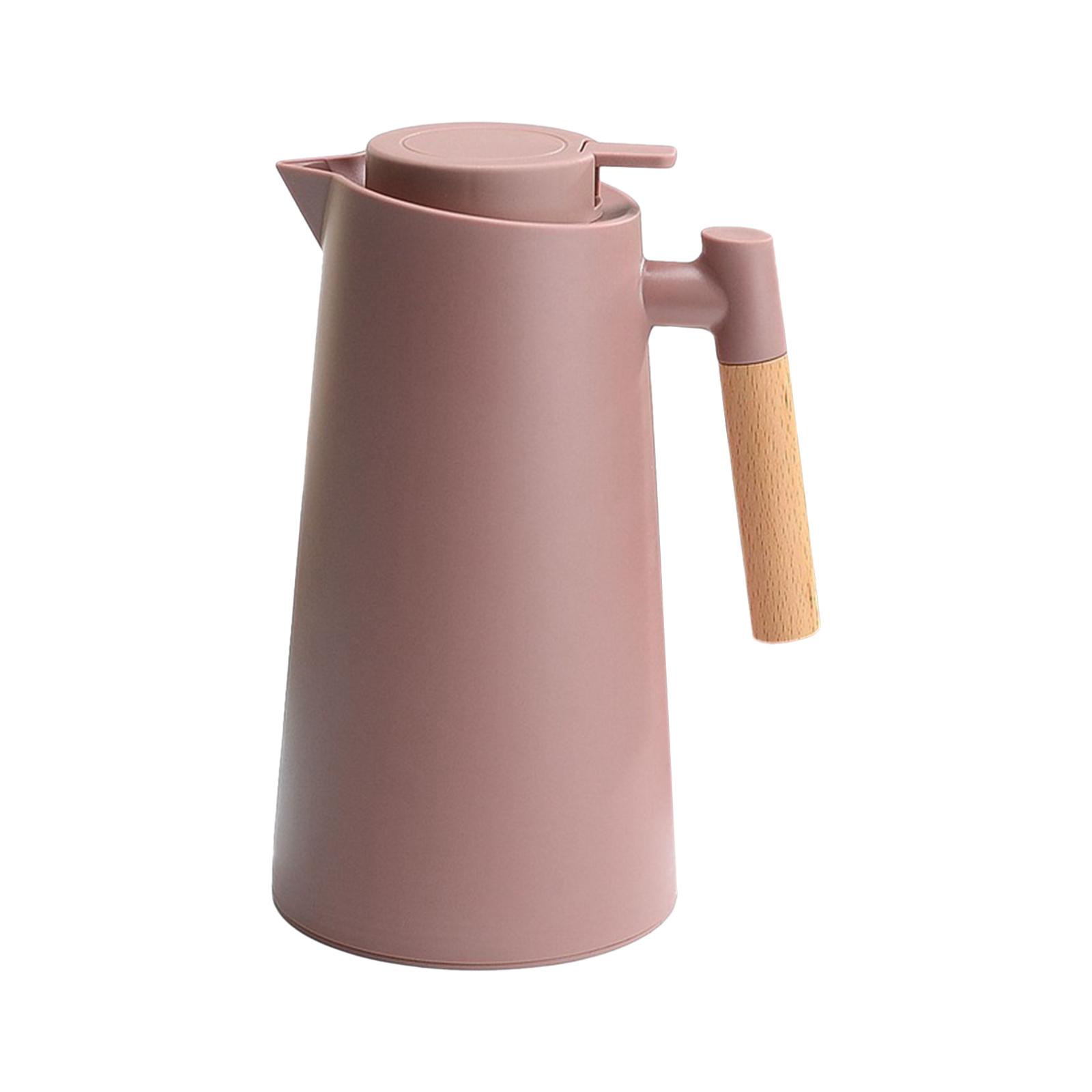 1L Thermo-Kaffeekaraffe, doppelwandige Vakuum-Kaffeekanne, Thermokaraffe, Thermoskanne mit Holz kaffeebraun von Joom DACH