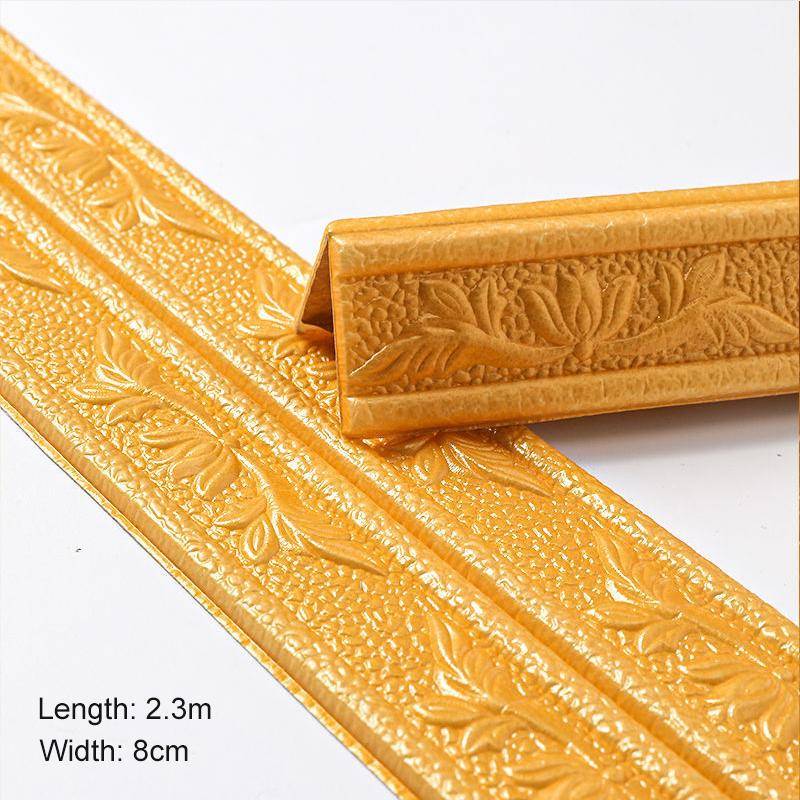 1PC/230CM*8CM 3D Schaum Wand Aufkleber Selbst Linie Sockel Wasserdicht gold von Joom DACH