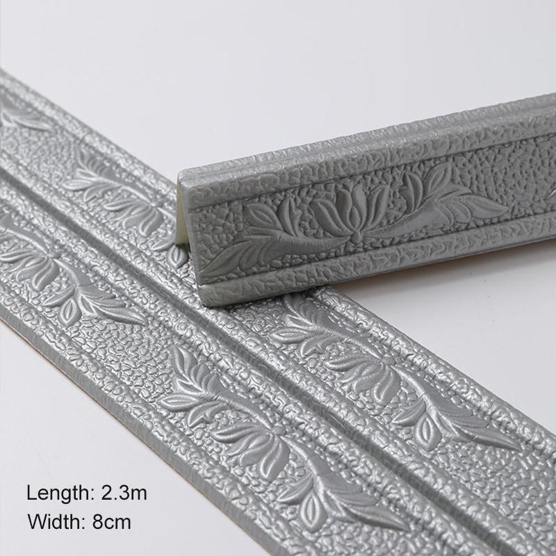 1PC/230CM*8CM 3D Schaum Wand Aufkleber Selbst Linie Sockel Wasserdicht silber von Joom DACH