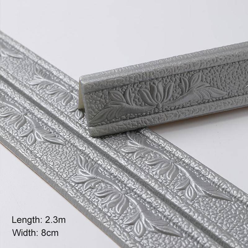 1PC/230CM*8CM 3D Schaum Wand Aufkleber Selbst Linie Sockel Wasserdicht silber von Joom DACH
