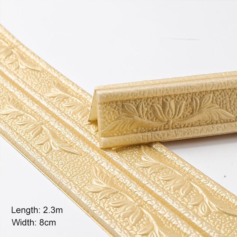 1PC/230CM*8CM Linie Sockel Wasserdicht 3D Schaum Wand Aufkleber Selbst champagner von Joom DACH