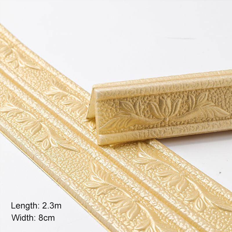 1PC/230CM*8CM Linie Sockel Wasserdicht 3D Schaum Wand Aufkleber Selbst champagner von Joom DACH