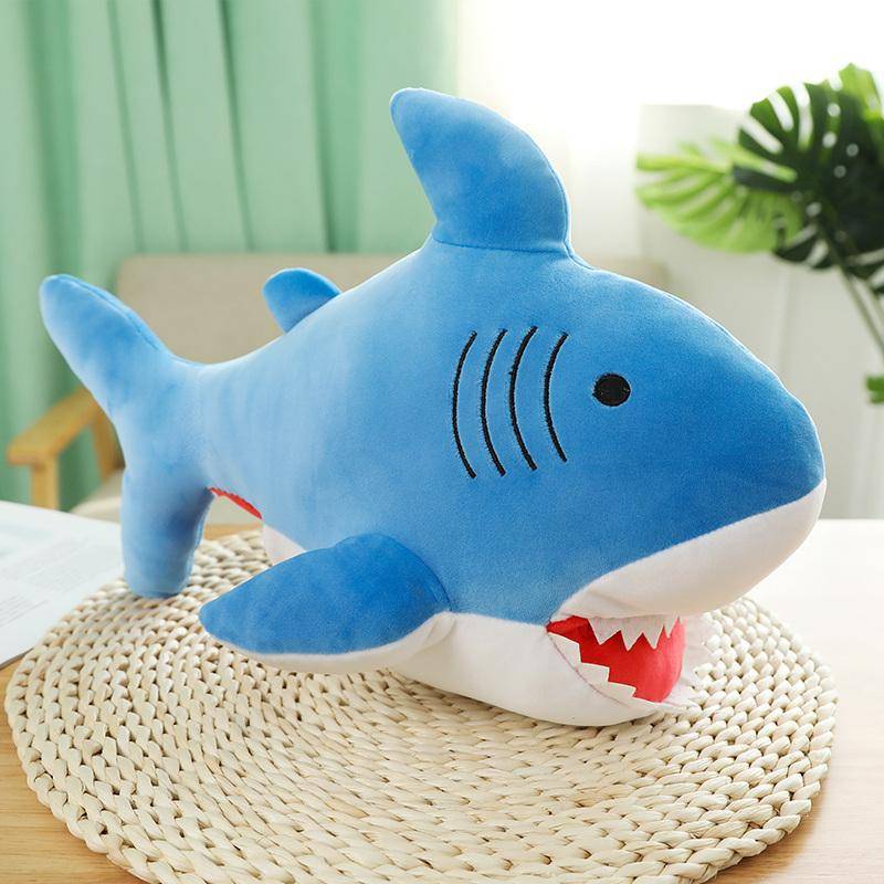 1PC 47CM Shark Plüsch Spielzeug Schlaf Kissen Spielzeug Geschenk Shark Niedlichen Stofftier Fisch Kissen Spielzeug Für Kinder Warme Hand Kissen 47CM blau von Joom DACH