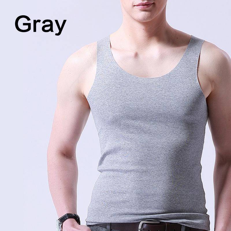 1PC Casual Slim Enges Unterhemd Herren Nahtloses Ice Silk Tank Bouncy Top Solide elastische Mode 4X graue von Joom DACH