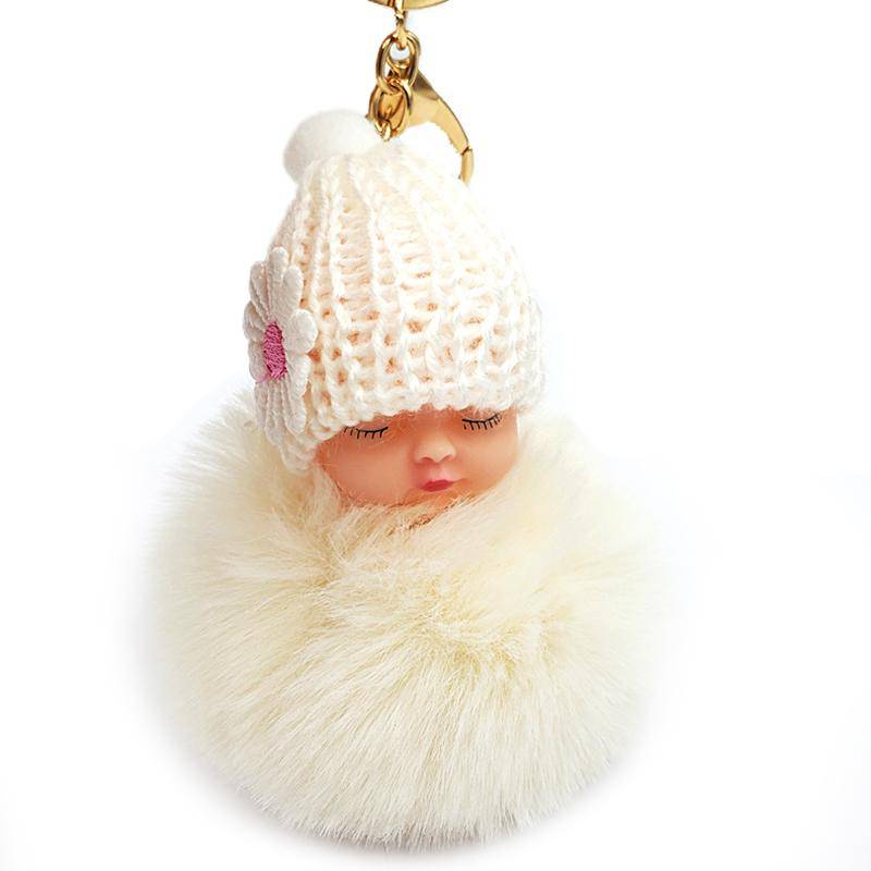 1PC Flauschigen Puppe Schlüsselanhänger Schlaf Baby Schöne Plüsch Frauen Anhänger Spielzeug Pelz Ball Ornamente von Joom DACH