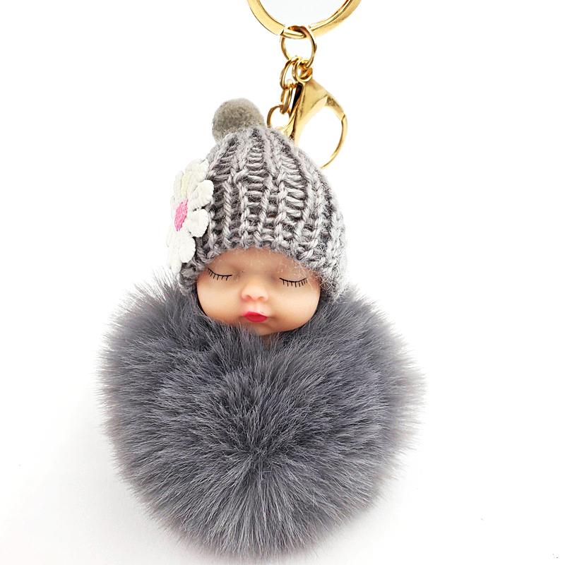 1PC Flauschigen Puppe Schlüsselanhänger Schlaf Baby Schöne Plüsch Frauen Anhänger Spielzeug Pelz Ball Ornamente von Joom DACH