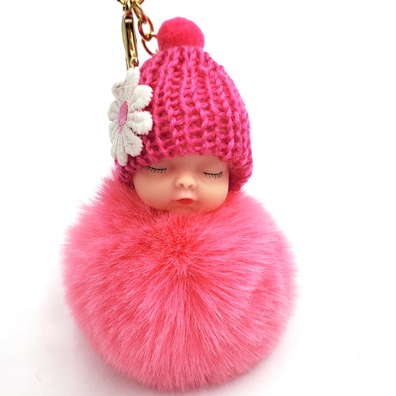 1PC Flauschigen Puppe Schlüsselanhänger Schlaf Baby Schöne Plüsch Frauen Anhänger Spielzeug Pelz Ball Ornamente von Joom DACH