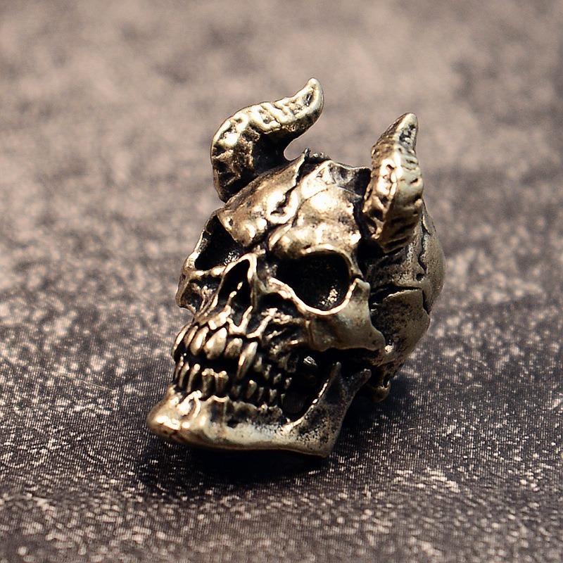 1PC Gothic Teufel Satan Ziegenhorn Schädel Messing Messer Perlen DIY Paracord Charms Schlüsselanhänger Zubehör Punk Männer Outdoor EDC Werkzeuge Lanyard Anhänger weiß von Joom DACH