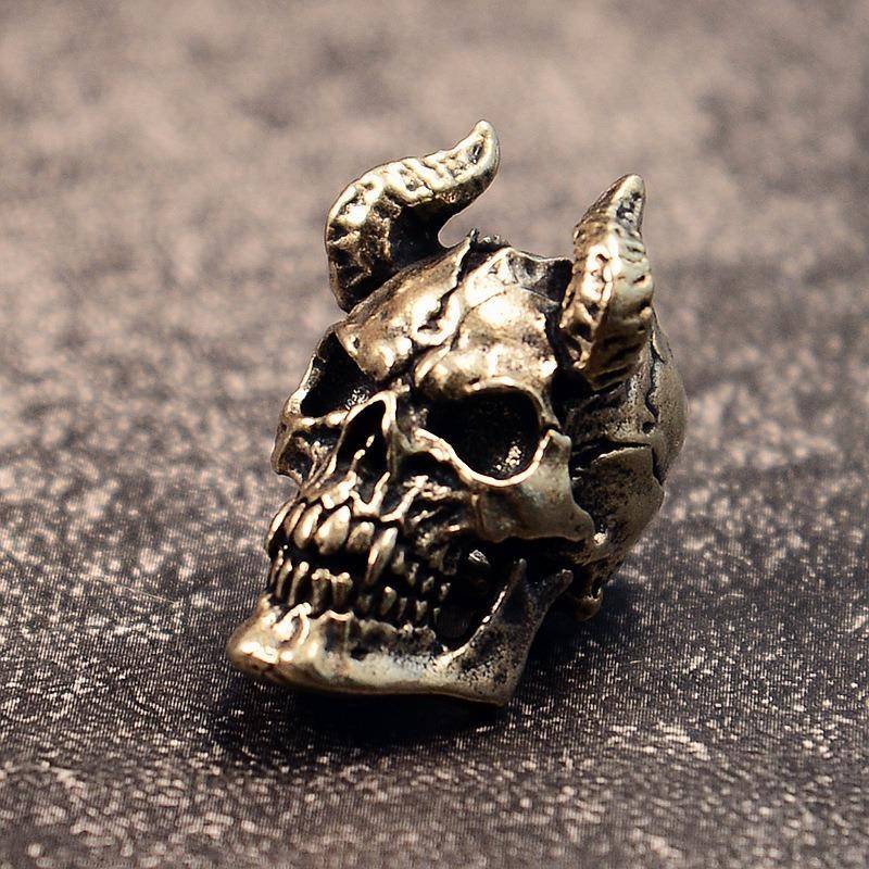 1PC Gothic Teufel Satan Ziegenhorn Schädel Messing Messer Perlen DIY Paracord Charms Schlüsselanhänger Zubehör Punk Männer Outdoor EDC Werkzeuge Lanyard Anhänger weiß von Joom DACH