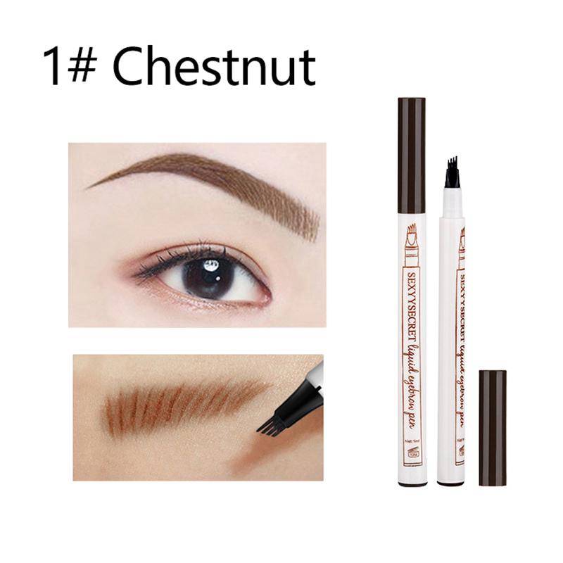 1PC Grau/Braun Augenbrauenstift Brow Liner Enhancer 4 Gabel Tipps Flüssigkeit Stift Skizze Wasserdicht Flüssigen Augenbrauenstift 01# Chestnut von Joom DACH